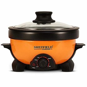 SHEFFIELD CLASSIC 3-In-1 Aluminum Multi-Cooker 1.1 L (Boil, Grill, Fry) 800W, 10-inches, Orange