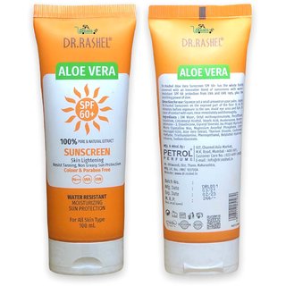 DR.RASHEL Aloe Vera Sunscreen Spf 40+ (Pa+++) Skin Lightening With Natural Extract, Water Resistant, Colour  Paraben Fr
