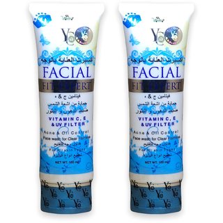                       YC FACIAL FIT EXPERT WITH VITAMIN C,E UV FILTER Face Wash 100ml (Pack of 2, 100ml Each)                                              
