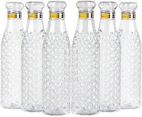 Slapstick Crsytal Clear Transparent Gold Stripped Plastic Water Bottle Set of 1 6 10 12 , 1l , Ideal For Gym School, Off