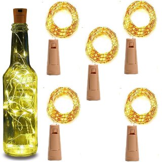 Techmahoday 20 LED Wine Bottle Cork Copper Wire String Lights, 2M/7.2FT Battery Operated (Warm White) Christmas, Weddin