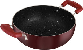 Kumaka Siddhi Nonstick Deep Kadhai with 195 mm Diameter and 1.5 LTR. Capacity Along with Bakelite Handle and Steel Lid (