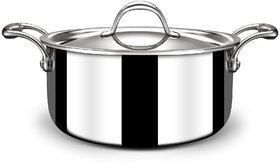 Stahl Triply Stainless Steel Artisan Casserole with Lid, 4124, 24cm, 5.1 Liters