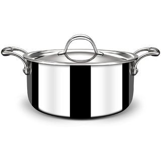 Stahl Triply Stainless Steel Artisan Casserole with Lid, 4128, 28cm, 7.2 Liters