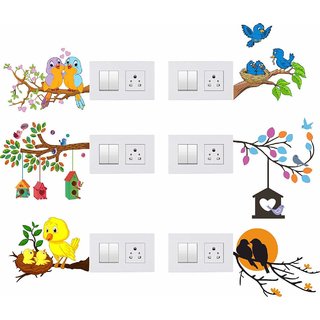                       EJA ART Paper Animals Wall Switch Board Sticker, 13.77 x 13.77 x 0.39 Inches                                              