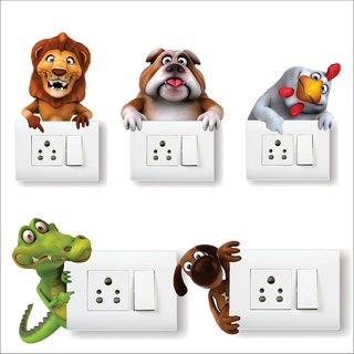                       Animal Wall, Switch Board Stickers, 11.81 x 11.81 x 0.39 inches, Multicolour                                              