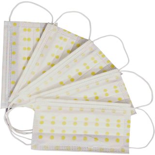 Yellow Bobby Print Surgical Masks (Pack of 50)