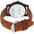 LORENZ 1013A Men's Round Black Dial Tan Synthetic Strap Watch