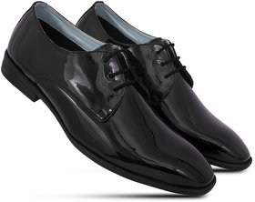 ESCAPER Men's Black Synthetic Leather Lace-up Formal shoes