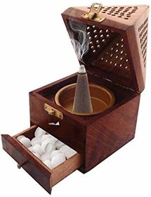 YUVAANSH CREATIONS Wooden Incense Sticks Pyramid Box Fragrance Stand Holder (3 Inch)