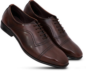 ESCAPER Men's Brown Synthetic Leather Lace-up Formal shoes