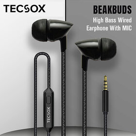 TecSox BeakBuds In the Ear High Bass Earphone With MIC (Black)