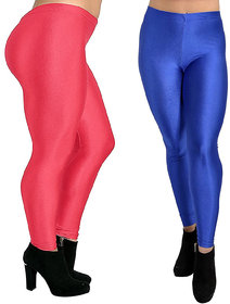 HOMESHOP Shiny lycra leggings for women and girls (Pack of 2) Gajri Royalblue
