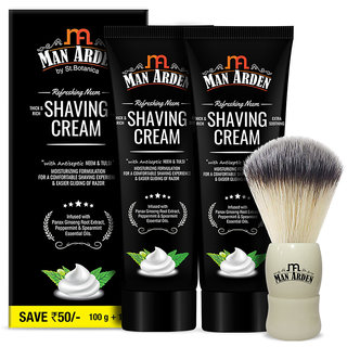 Man Arden Royal White Shaving Brush + Neem Shaving Cream, 200g