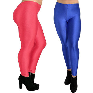 Buy HOMESHOP Shiny lycra leggings for women and girls (Pack of 2) Royalblue - Get 62% Off