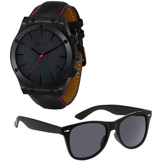                       Relish Analogue Black Dial Watch Combo for Men's  Boy's Gift Combo Set for Men  Boys  RE-BB8002-SG                                              