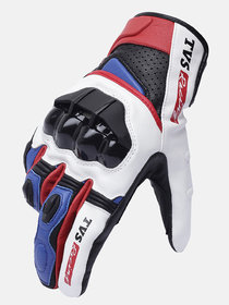 TVS Riding Gloves  Race White  Blue -XXL
