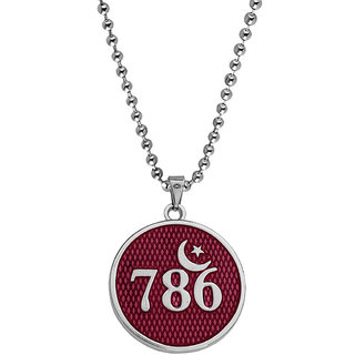                       M Men Style Religious Islamic 786 Allah Lucky Number  Moon & Star Jewelery  Pink,Silver, Zinc Metal Pendant  For Unisex                                              