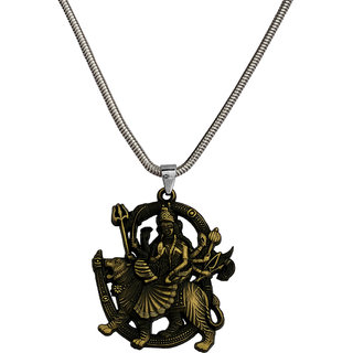                       M Men Style  Religious Lord Om Sherawali Mata Durga Bronze Locket  Zinc Metal PendantNecklace Chain For Men And Women                                              