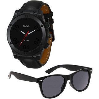                       Relish Analogue Black Dial Watch Gift Combo Set for Men's Boy's RE-BB8007-SG                                              
