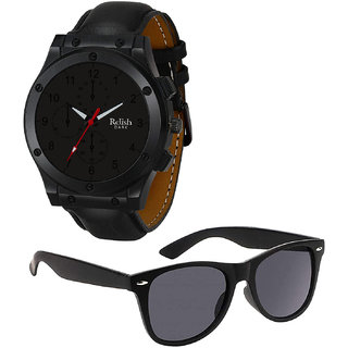                       Relish Analogue Black Dial Watch for Men's Boy's Gift Combo Set for Men Boys RE-BB8012-SG                                              