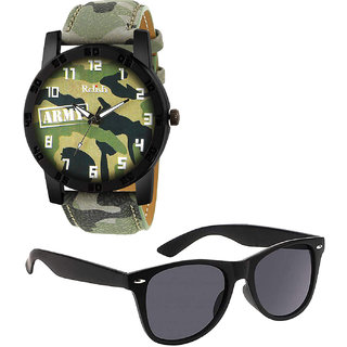                       Relish Analogue Army CamouflageDial Watch Combo for Men's Boy's Gift Combo Set for Men Boys RE-BB8016-SG                                              