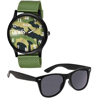                       Relish Analogue Army CamouflageDial Watch Combo for Men's Boy's Gift Combo Set for Men Boys RE-BB8059-SG                                              