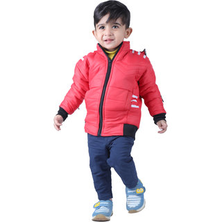 Kid Kupboard Cotton Full-Sleeves Jackets for Baby Boys (Red)