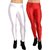 HOMESHOP Shiny lycra leggings for women and girls (Pack of 2) White Red
