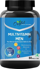 Orgfit Multivitamin For Men (60 Veg Tablets) With Antioxidants Vitamin C, E, Zinc For Immunity, For Healthy life