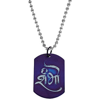                       M Men Style Religious Jewelry Lord Shiv Shambhu Mahadev Locket Blue,Silver ,Stainless Steel Pendant For Unisex                                              