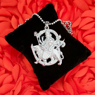                       ShivJagdamba Religious Lord Om Sherawali Mata Durga Silver Zinc,Metal Pendant  For Unisex                                              