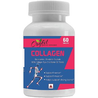 Orgfit Collagen Type-2 for Joints, with Glucosamine  Vitamin D3 - 60 Tablets