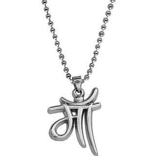                       M Men Style Maa Letter in Hindi ,Mother Love Locket With Ball Chain Silver Zinc,Metal Pendant  For Unisex                                              