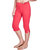 Women Pink Cotton Relaxed Fit Capri with Side Slits