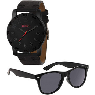                       Relish Analogue Black Dial Watch Gift Combo Set for Men's Boy's RE-BB8024-SG                                              