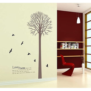                      JAAMSO ROYALS Love Poem Brown Nature Tree Decorative Self Adhesive Wallsticker   ( 60 CM X 90 CM  )                                              