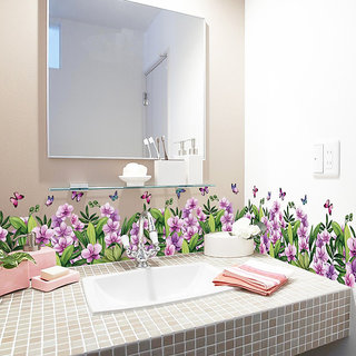                       JAAMSO ROYALS Purple Flower Garden Design Home Decoration Romm Decals Removable Wall Sticker  ( 50 CM X 70 CM )                                              