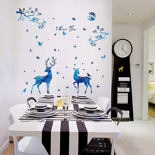                       JAAMSO ROYALS Blue Buck Love Theme Home Wall Dcor Self Adhesive WallSticker  ( 60 CM X 90 CM  )                                              