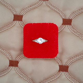                       ShivJagdamba Anniversary Valentine PromiseGift Classic Cubbic Zirconia Silver Stainless Steel Adjustable Ring For Ladies                                              