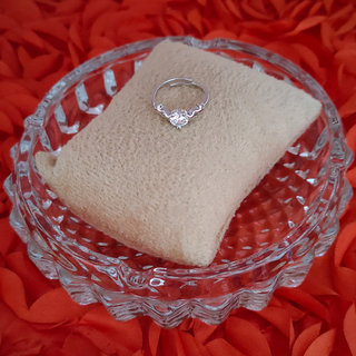                       ShivJagdamba Anniversary Valentine Gift Classic Star Cubic Zirconia Silver Stainless Steel Adjustable Ring For Women                                              