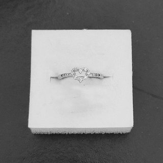                       M Men Style Valentine Gift Fancy Crystal Open Heart Sterling Silver Stainless Steel Adjustable Ring For Women & Girls                                              