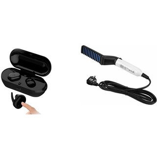                       ZuZu TWS-4 Bluetooth Earphones Earbuds True Wireless & Hair Controller Hair Iron for Men Straightener                                              