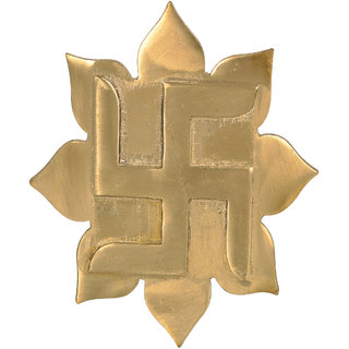                       KESAR ZEMS Vastu Remedies Brass Padma Plate (Lotus Flower Plate) with Swastik in Standard Size for Decorative Showpiece                                              