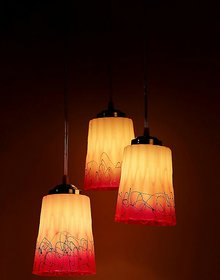 Pandent Hanging Ceiling Lamp Stylish Colorful & Manorative Three Glass Shade Lamp cv10
