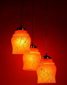 Pandent Hanging Ceiling Lamp Stylish Colorful & Manorative Three Glass Shade Lamp cv13