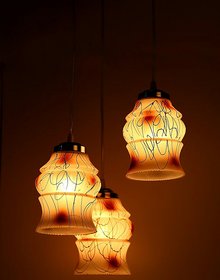 Pandent Hanging Ceiling Lamp Stylish Colorful & Manorative Three Glass Shade Lamp cv14