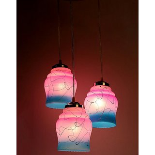 Pandent Hanging Ceiling Lamp Stylish Colorful & Manorative Three Glass Shade Lamp cv6