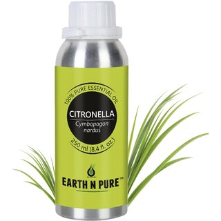                       Earth N Pure Citronella Essential Oil 100 Pure, Undiluted, Natural And Therapeutic Grade (250ML)                                              