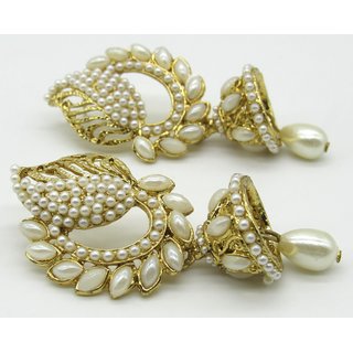                      Leaf Pearl Jhumki Earrings                                              